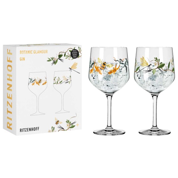 Ritzenhoff Botanic Glamour Gin-Gläser 2er Set Biene, Libelle