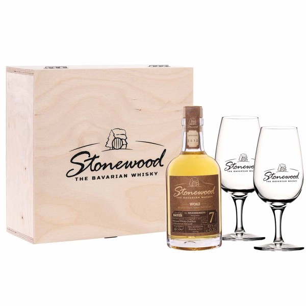 Schraml Stonewood Geschenkset Woaz Whisky inkl. 2 Gläser - A