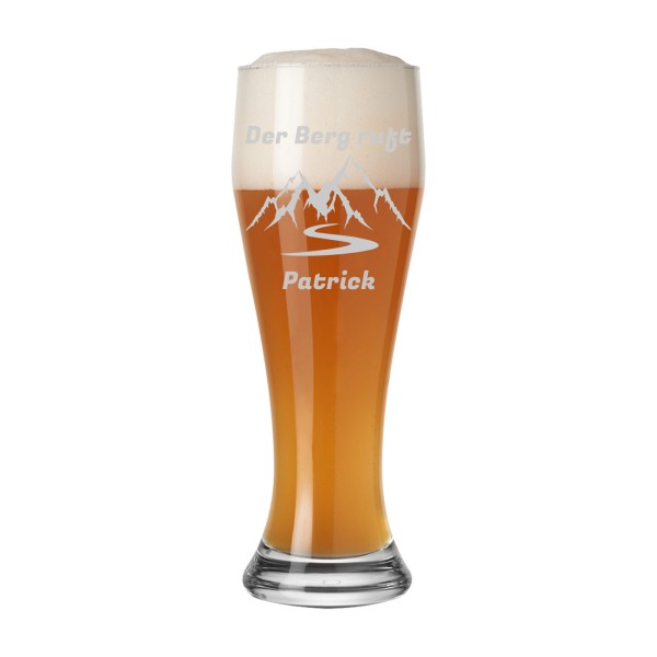 Gravur Weizenglas Weißbierglas 0,5 Liter - Berg-Motiv