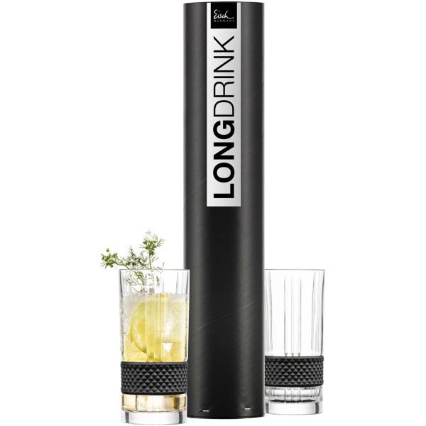 Eisch Glen Longdrinkglas 350 ml 2er Set Schwarz in Geschenkröhre