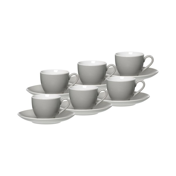 Ritzenhoff & Breker DOPPIO Espressotasse mit Untertasse 80 ml 6er Set grau