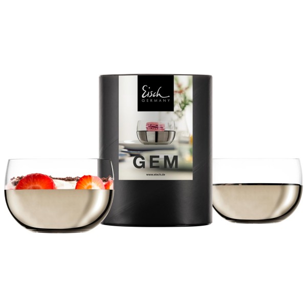 Eisch Gem Dessertschale 2er Set Platin in Geschenkröhre - DS