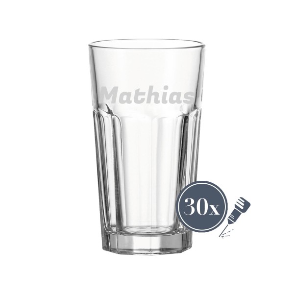 Longdrinkglas XL ROCK mit Gravur 540 ml Name gerade 30 Stück