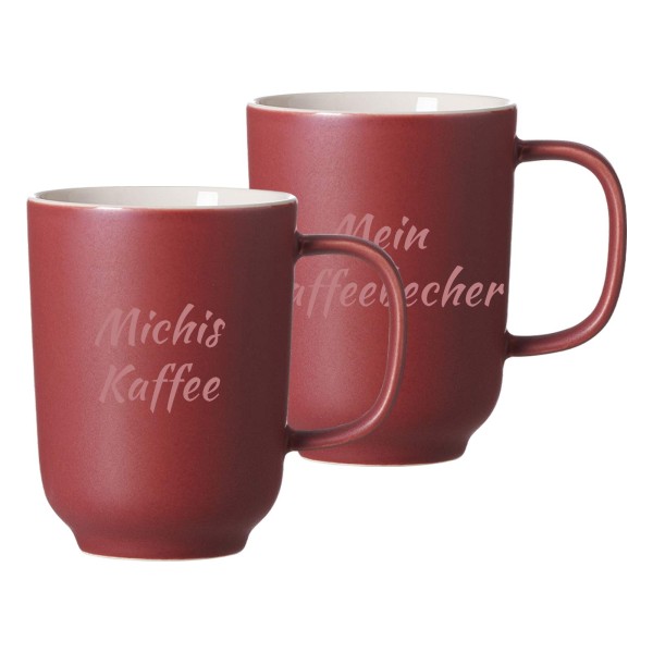 Kaffeebecher Jasper mit Gravur 2er Set - Beere