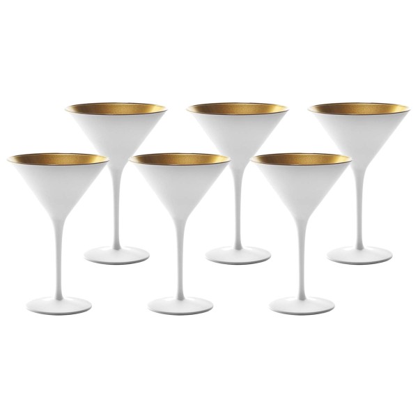 Stölzle der Luxentu Genießer Cocktail Schale ELEMENTS Set 6er für Shop Lausitz Weiß-Gold |