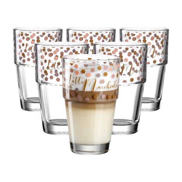 Leonardo SOLO Becher 410 ml Latte Macchiato/Punkte 6er Set