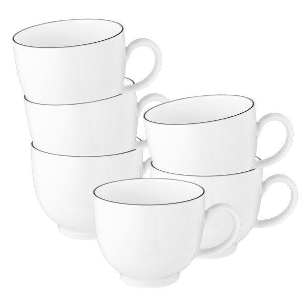 Seltmann Weiden Lido Black Line Kaffeetasse 220 ml 6er Set