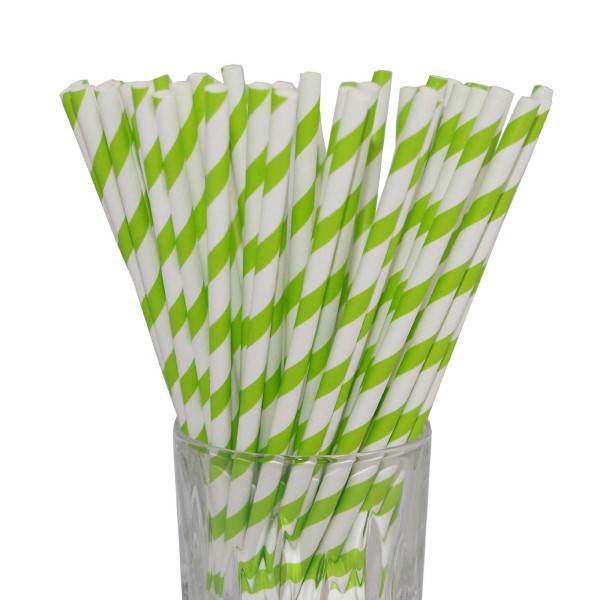 Papier-Trinkhalm grün/weiß gestreift 100 Stück
