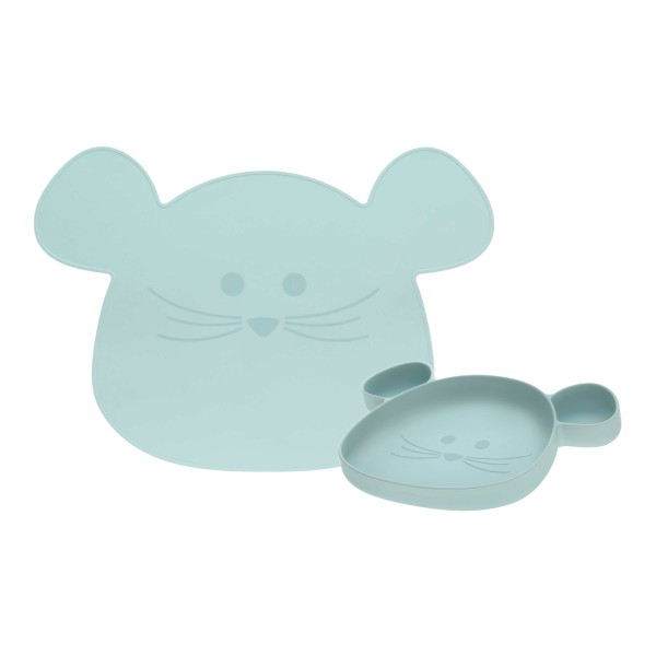 Lässig Kinder Esslernteller & Platzset Little Chums Mouse blau 2-tlg.