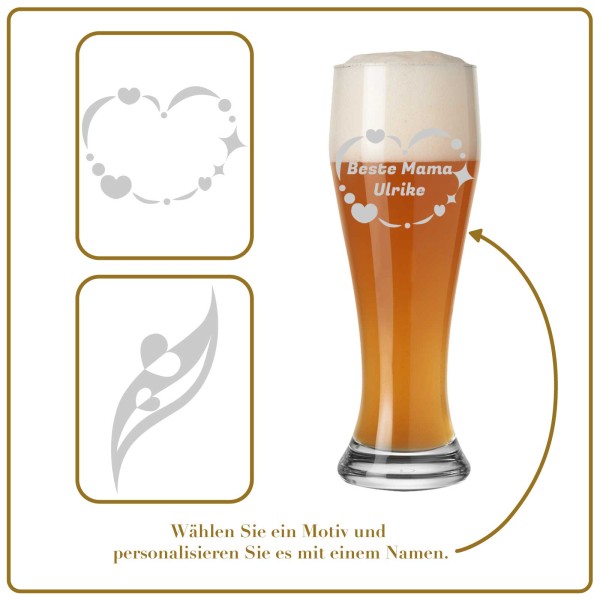 Gravur Weizenglas Weißbierglas 0,5 Liter - Muttertagsmotiv