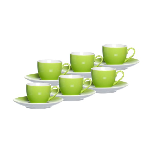 Ritzenhoff & Breker DOPPIO Espressotasse mit Untertasse 80 ml 6er Set grün