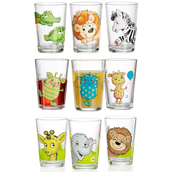 Ritzenhoff & Breker Kinderbecher mit Motiv 9er Set Zoo/Monster/Dschungel