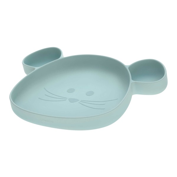 Lässig Esslernteller mit Saugfuß Little Chums Maus blau - A