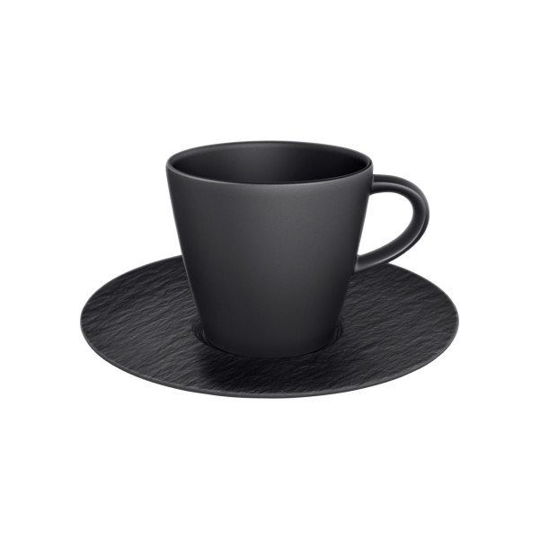 Villeroy & Boch Manufacture Rock Kaffeetasse mit Untertasse schwarz