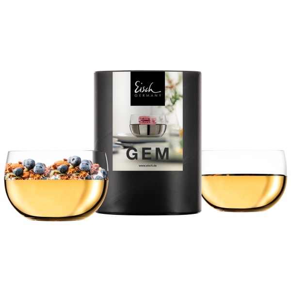 Eisch Gem Dessertschale 2er Set Gold in Geschenkröhre - DS