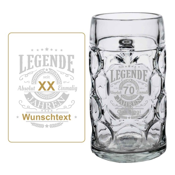 Maßkrug 1,0 l mit personalisierter Gravur - Legende