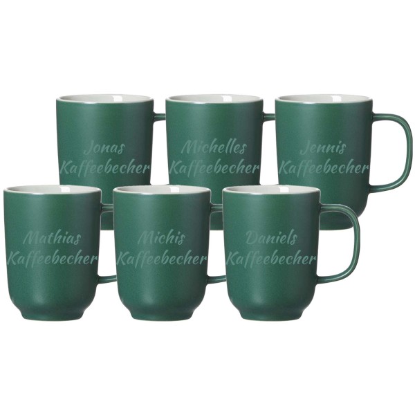 Kaffeebecher Jasper mit Gravur 6er Set - Grün
