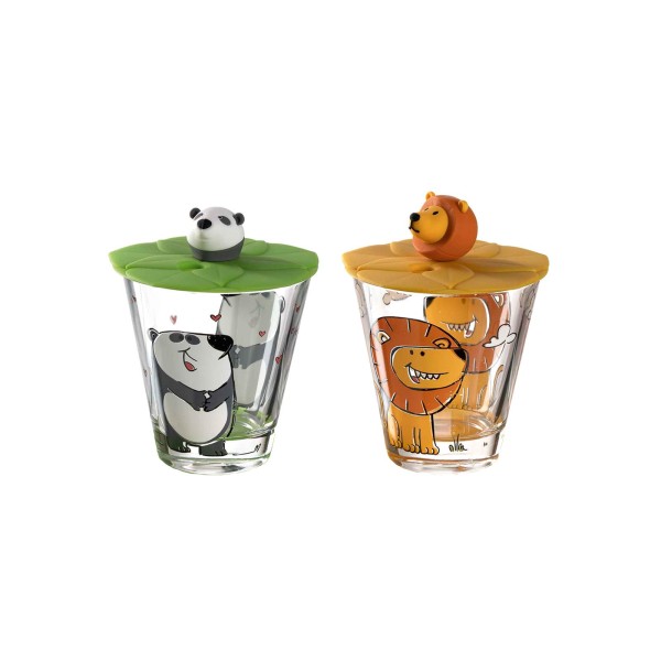 Leonardo BAMBINI 2er Set Kinderbecher mit Deckel 'Löwe' & 'Panda'