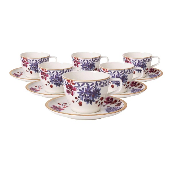 Villeroy & Boch Artesano Provençal Lavendel Kaffeetasse mit Untertasse 6er Set - DS