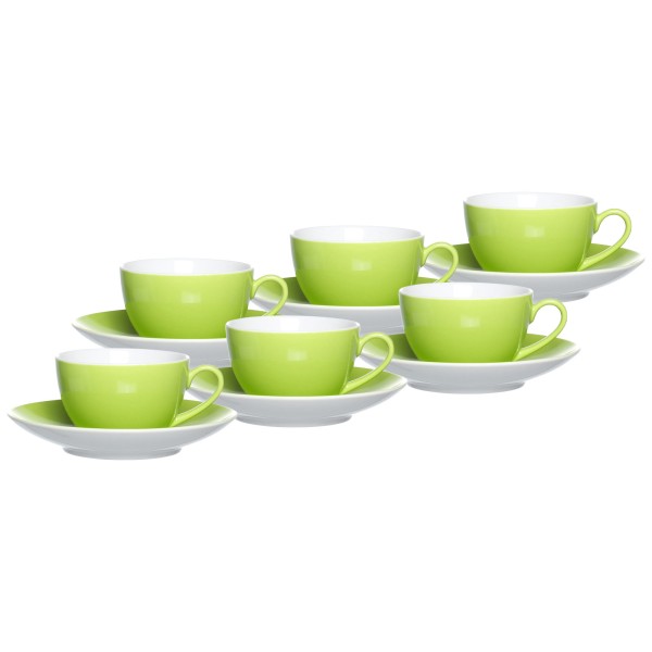 Ritzenhoff & Breker DOPPIO Kaffeetasse mit Untertasse 200 ml 6er Set grün