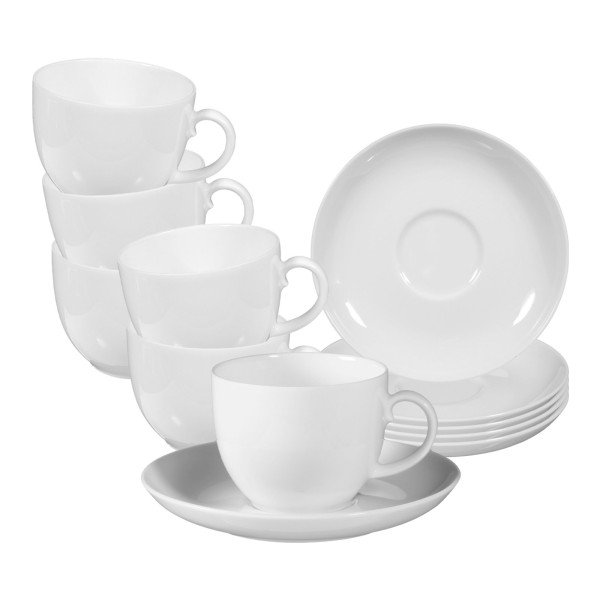 Seltmann Weiden Rondo/Liane Weiß Kaffeetasse mit Untertasse 0,21 l 6er Set - DS