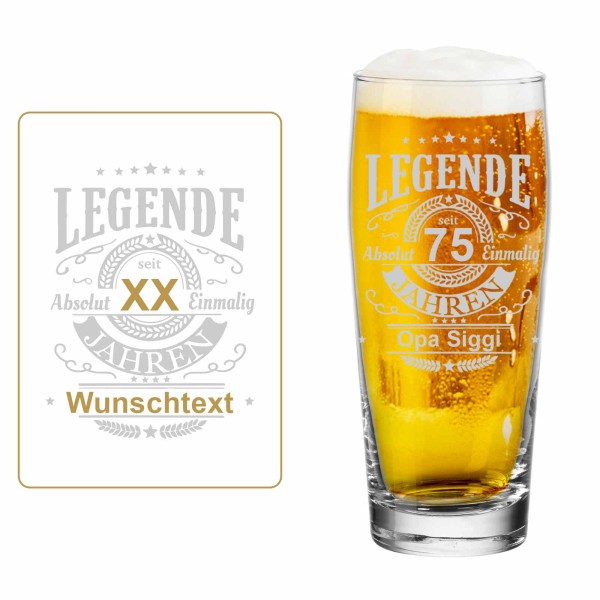 Willi Bierglas 0,5l mit personalisierter Gravur - Legende
