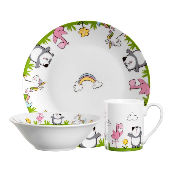 Leonardo BAMBINI Kindergeschirr Set Einhorn / Panda / Flamingo 3-teilig