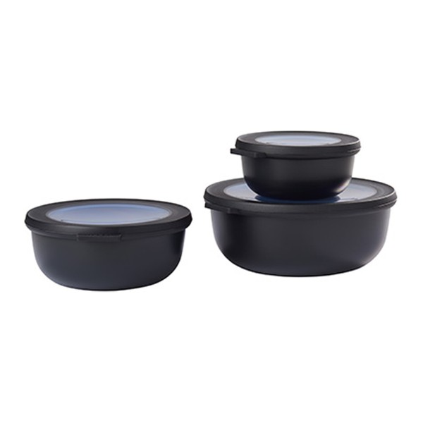Mepal CIRQULA Multischüssel rund 3er Set (0,35l 0,75l 1,25l) Nordic Black - A
