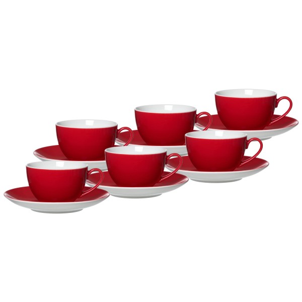 Ritzenhoff & Breker DOPPIO Kaffeetasse mit Untertasse 200 ml 6er Set rot