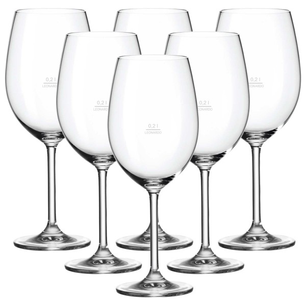 Leonardo DAILY Rotweinglas 0,2 l geeicht 6er Set "Gastro-Edition"