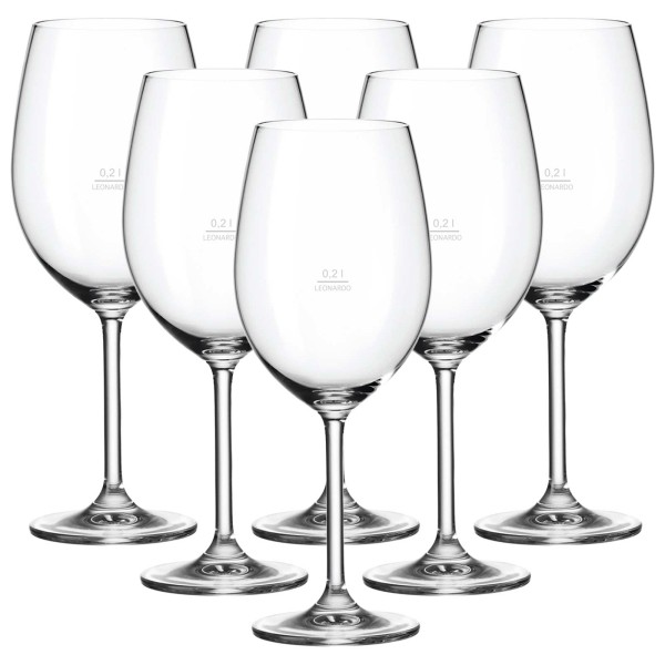 Leonardo DAILY Rotweinglas 0,2 l geeicht 6er Set "Gastro-Edition"