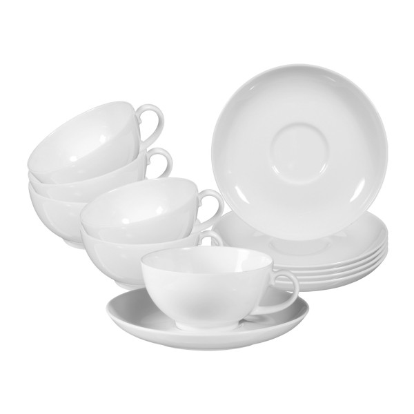 Seltmann Weiden Rondo/Liane Weiß Teetasse mit Untertasse 0,2 l 6er Set - DS