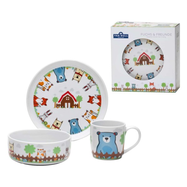 Van Well Kindergeschirr Set 3-teilig Fuchs und Freunde