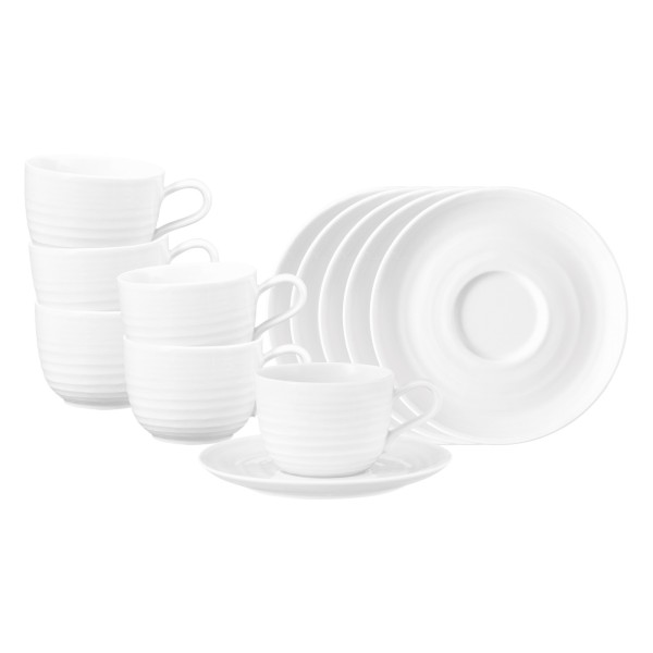 Seltmann Weiden Terra Kaffeetasse mit Untertasse 260 ml weiß 6er Set - DS