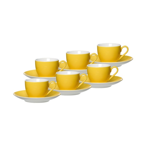 Ritzenhoff & Breker DOPPIO Espressotasse mit Untertasse 80 ml 6er Set gelb