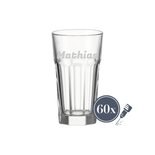 Longdrinkglas ROCK mit Gravur 340 ml Name gerade 60 Stück