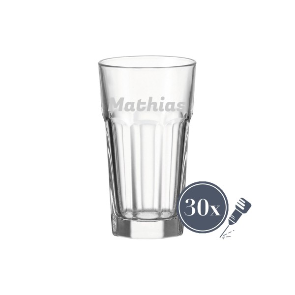 Longdrinkglas ROCK mit Gravur 340 ml Name gerade 30 Stück