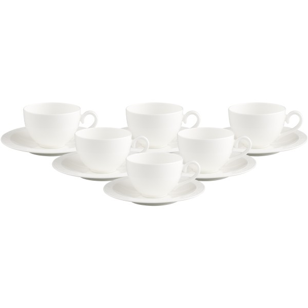 Villeroy & Boch White Pearl Kaffeetasse mit Untertasse 120 ml 6er Set - DS