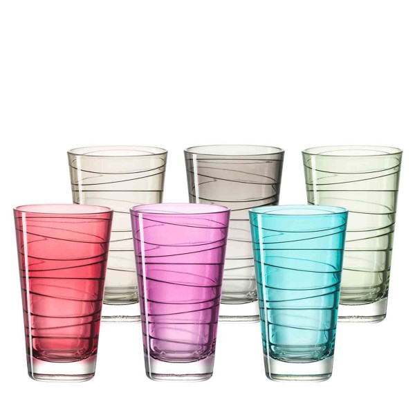 Leonardo VARIO Trinkglas groß 280 ml farbig sortiert 6er Set
