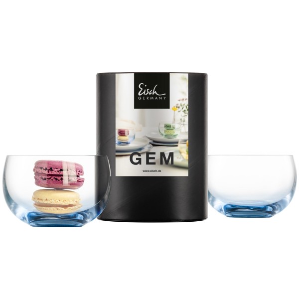Eisch Gem Dessertschale 2er Set Blau in Geschenkröhre - DS