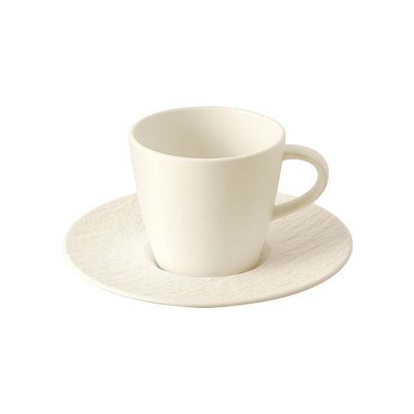 Villeroy & Boch Manufacture Rock Kaffeetasse mit Untertasse weiß