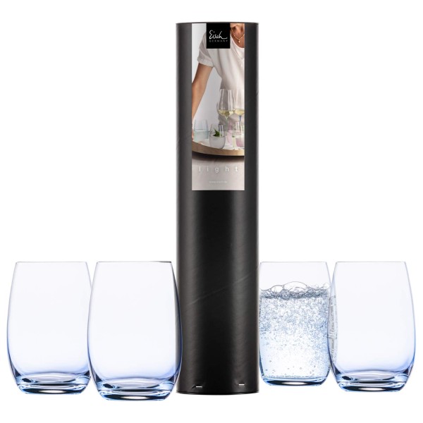 Eisch Light Becher 340 ml 4er Set blau in Geschenkröhre