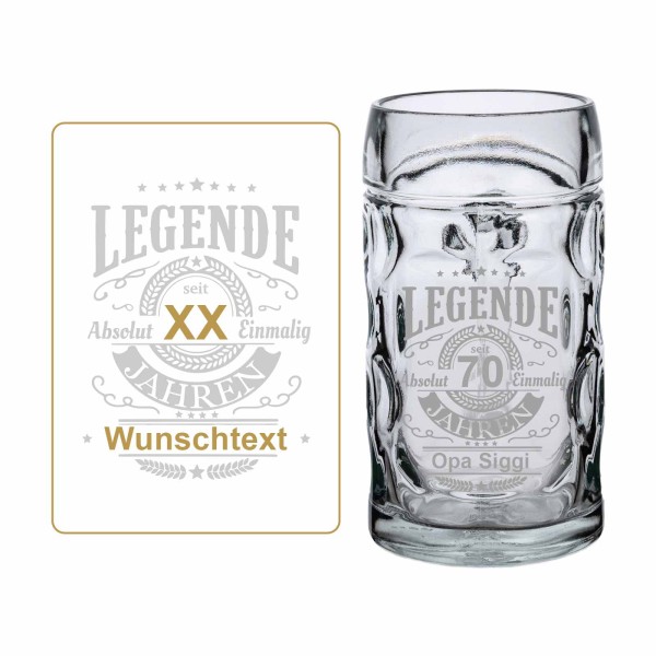 Bierkrug 0,5 l mit personalisierter Gravur - Legende