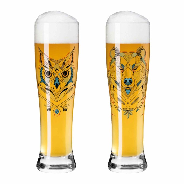 Ritzenhoff Brauchzeit Weizenbierglas 2er Set Eule & Bär