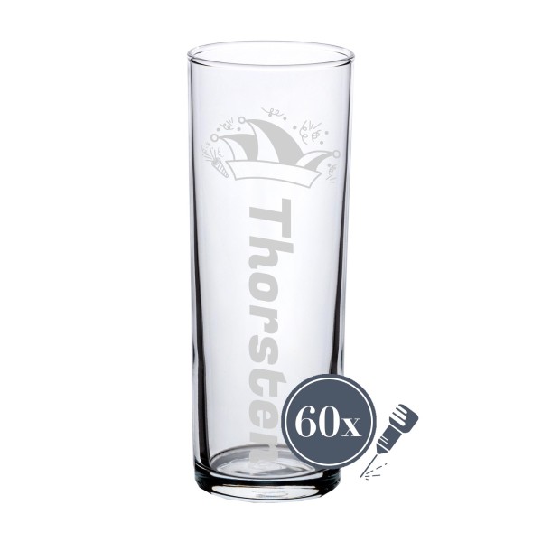 Kölschglas mit Gravur & Karnevalsmotiv - Prinzenmütze 60er Set