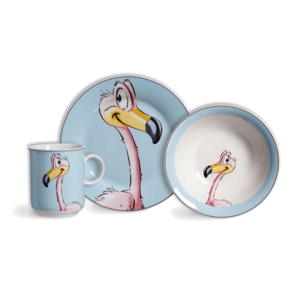 Ritzenhoff & Breker HAPPY ZOO Flamingokind Flo Kindergeschirr Set 3-teilig