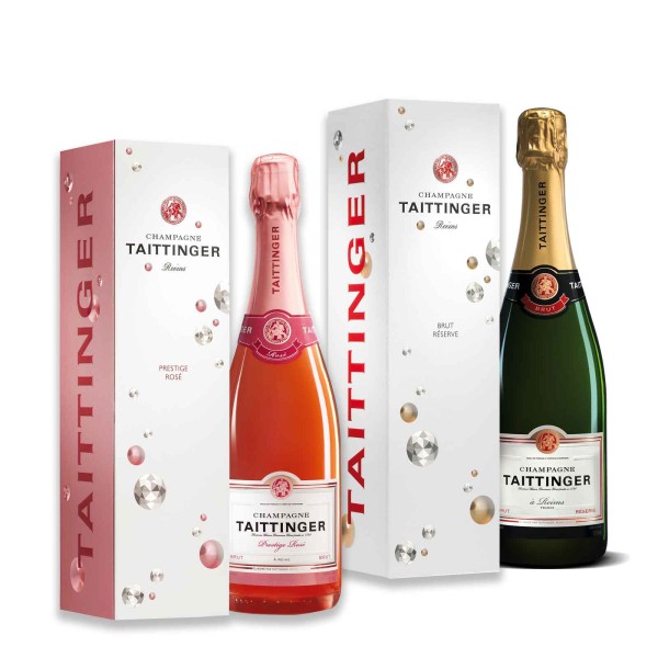 Taittinger Champagner 0,75l Brut Réserve + 0,75l Prestige Rosé Set