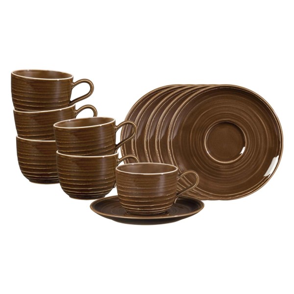 Seltmann Weiden Terra Kaffeetasse mit Untertasse 260 ml erdbraun 6er Set - DS