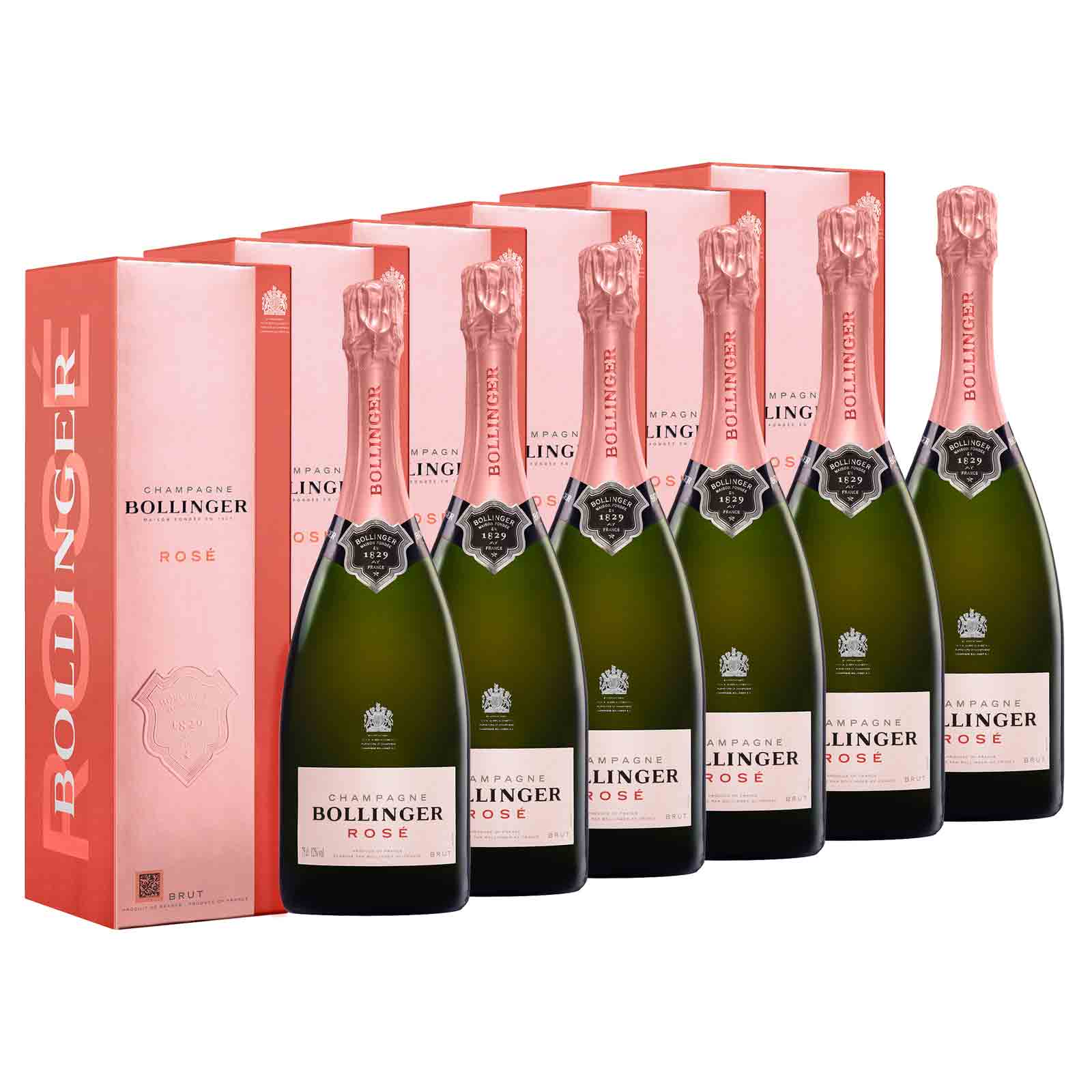 6er Bollinger Rosé Champagner 0,75 Liter Flasche in Geschenkverpackung |  luxentu.de | Luxentu der Shop für Genießer