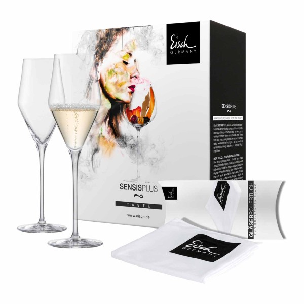 Eisch Sky SensisPlus Champagnerglas 2er Set inkl. Poliertuch